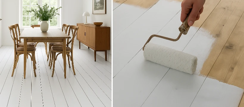 Parquet peint en blanc
